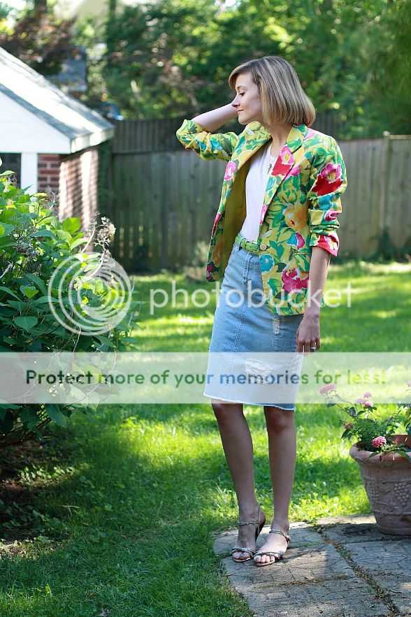 Fashion Trend Alert Wearing a Floral Blazer with a denim skirt 2013